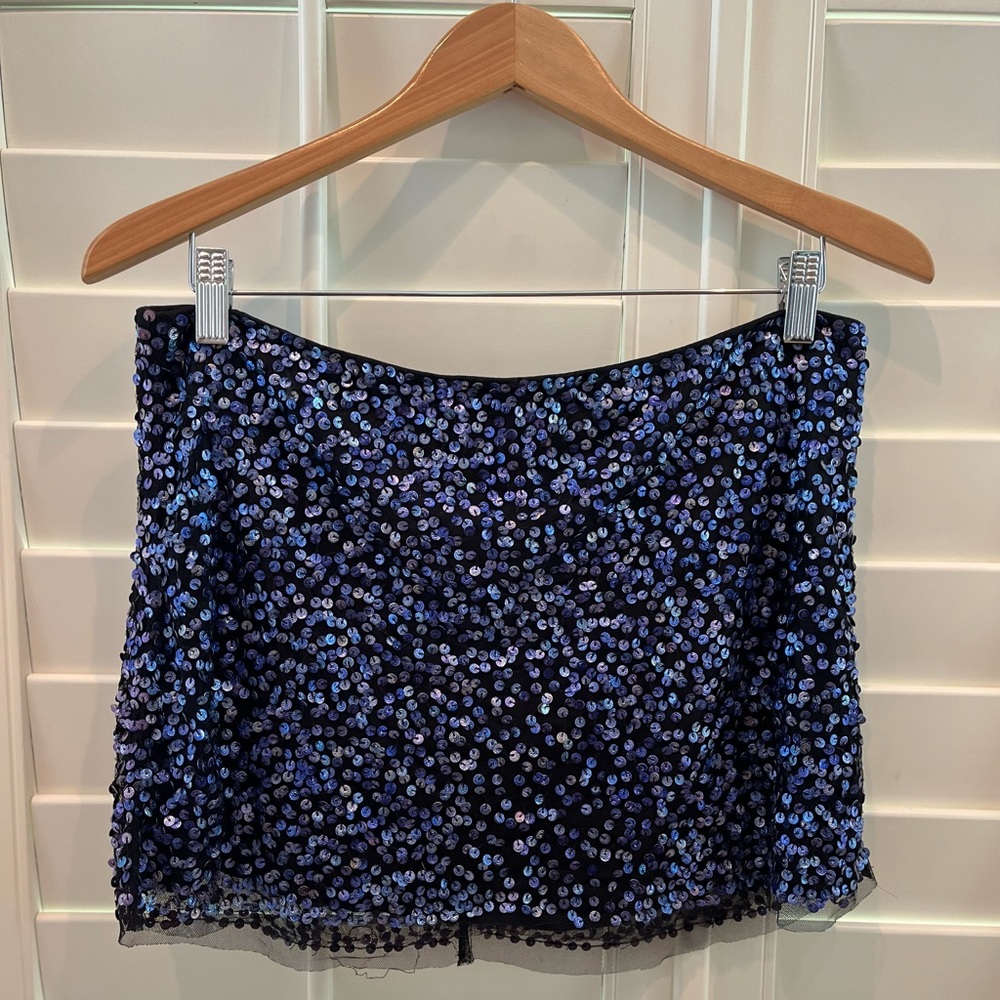 Gryphon New York sequined mini skirt size M navy blue